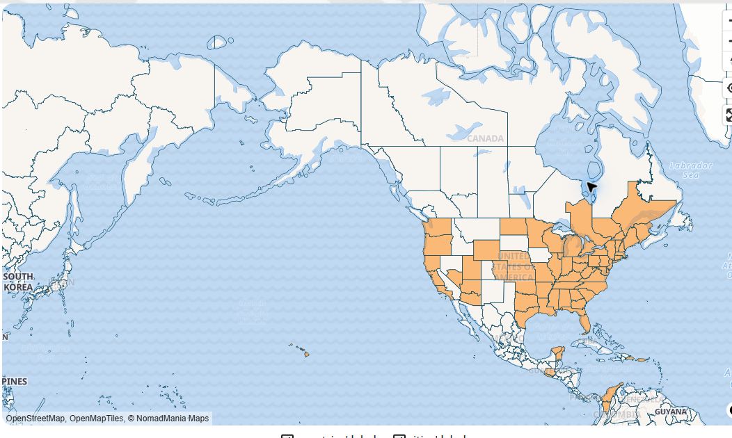 NomadMania map view of North America